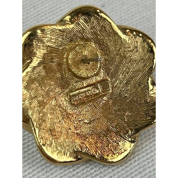 Vintage Napier Gold-Tone Single Pierced Earring Faux Pearl Center 80s 90s - Picture 3 of 6